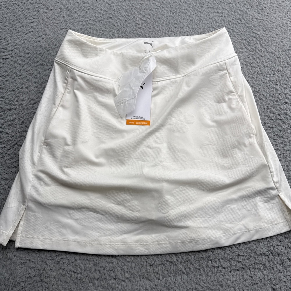 Puma Luna Floral Jacquard Skort White Golf Tennis Skirt 635035 01 Womens Small